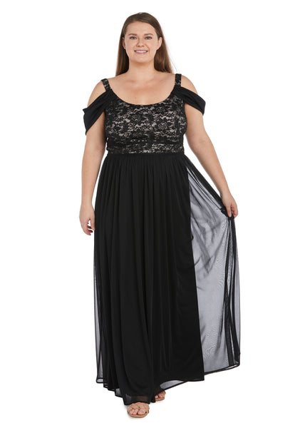 Evening Gown with Draped Cap Sleeves - Plus