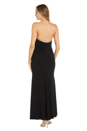 Evening Gown with Subtle Rhinestone Straps and open back