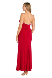 Evening Gown with Subtle Rhinestone Straps and open back