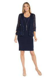 Double Tiered Lace Sequin Jacket Dress