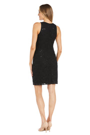Short Sequin Lace Dress with illusion v Neckline
