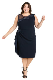 Perfect Little Black Dress with Illusion Neckline - Plus