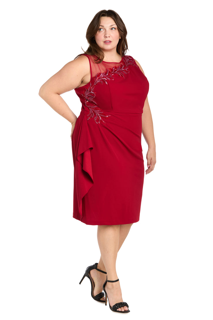 Perfect Little Black Dress with Illusion Neckline - Plus Red / 18W Perfect Little Black Dress with Illusion Neckline - Plus Red / 18W