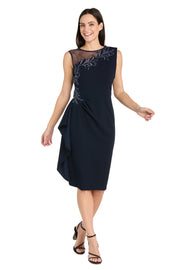 Elegant Little Black Dress with Illusion Neckline