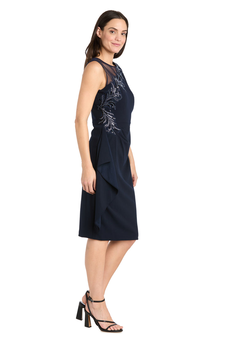 Elegant Little Black Dress with Illusion Neckline