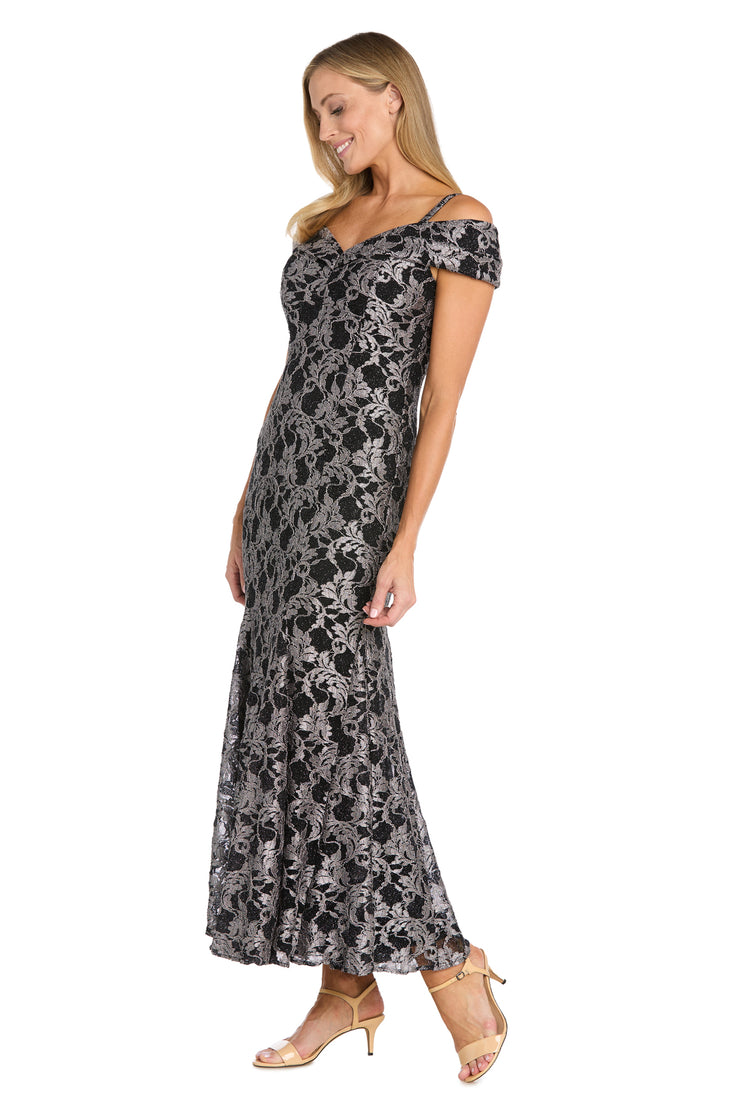 Women's R&M Richards Two-Tone Off-the-Shoulder Lace Dress, Size: 8, Taupe Black Women's R&M Richards Two-Tone Off-the-Shoulder Lace Dress, Size: 8, Taupe Black