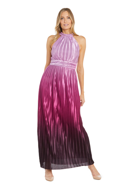 Ombre Satin Pleated Long Dress