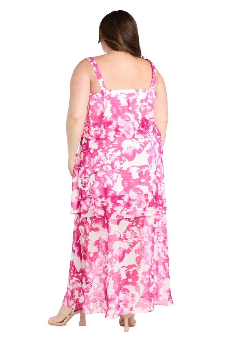 R & M Richards Plus Size Printed Sleeveless Maxi Dress - Pink/White - Size 22w R & M Richards Plus Size Printed Sleeveless Maxi Dress - Pink/White - Size 22w