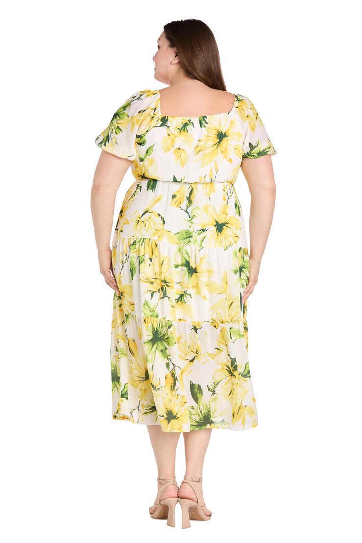 Sunflower Linen Midi Dress - Plus