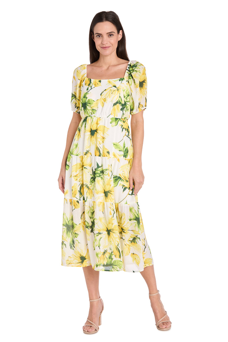 Sunflower Linen Midi Dress - Petite R&M Richards Sunflower Linen Midi Dress - Petite R&M Richards