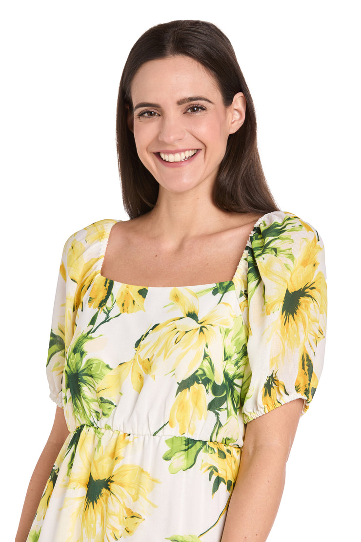 Sunflower Linen Midi Dress