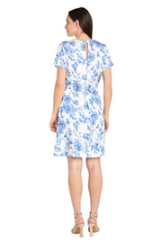 White & Blue Linen T-Shirt Dress