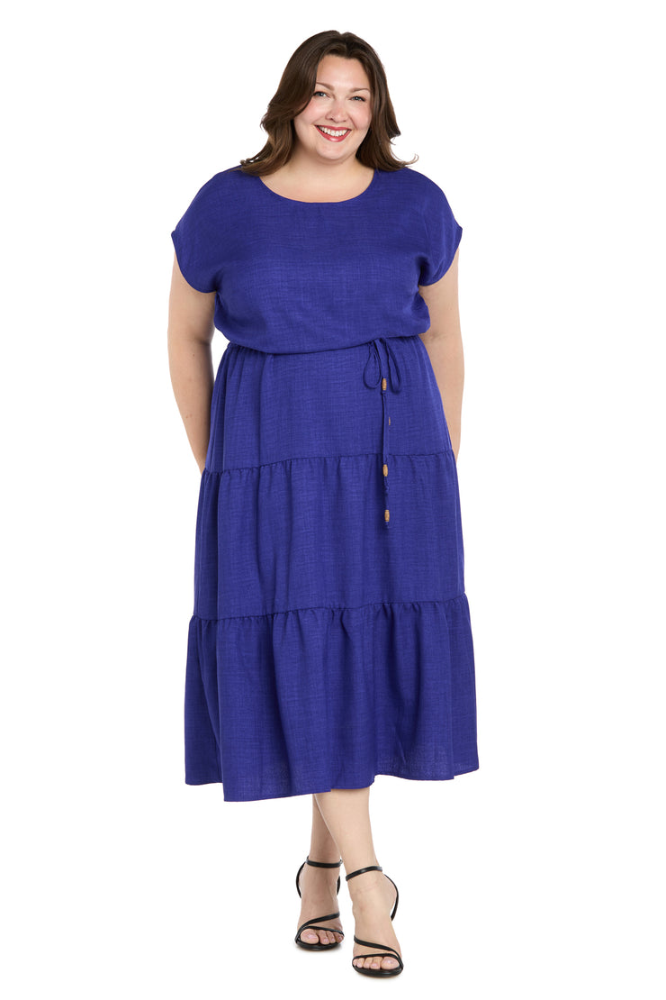 Coastal Drift Linen Dress - Plus