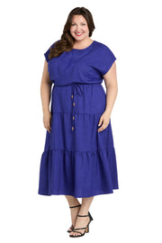 Coastal Drift Linen Dress - Plus