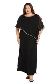 Rhinestone Poncho with Metallic Stripe Dress - Plus