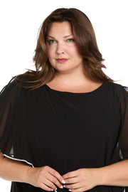 Rhinestone Poncho with Metallic Stripe Dress - Plus