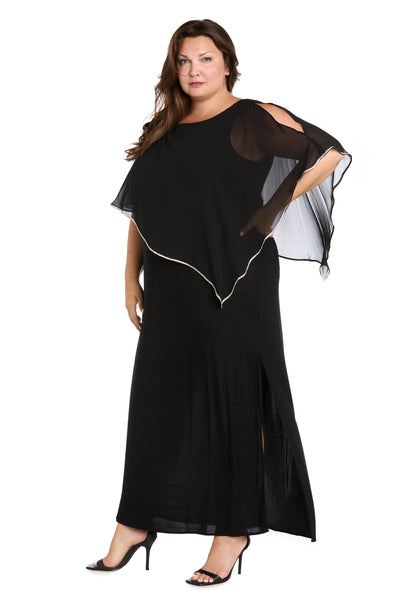 Rhinestone Poncho with Metallic Stripe Dress - Plus