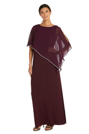 Rhinestone Poncho With Metallic Stripe Dress