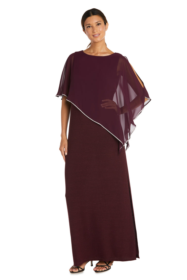 Rhinestone Poncho With Metallic Stripe Dress