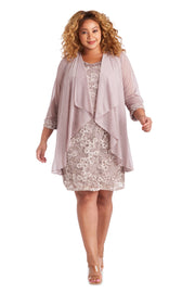 Two Piece Soutache Jacket Dress - Plus