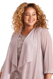 Two Piece Soutache Jacket Dress - Plus