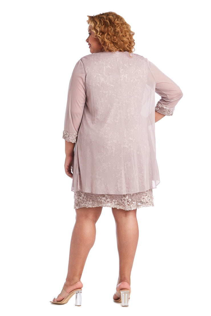 Two Piece Soutache Jacket Dress - Plus