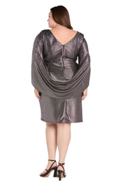 Cocktail Dress with Draped Sleeves - Plus