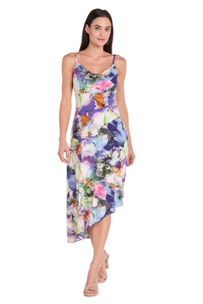 Asymmetrical Printed Midi Dress