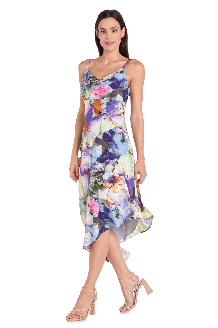 Asymmetrical Printed Midi Dress