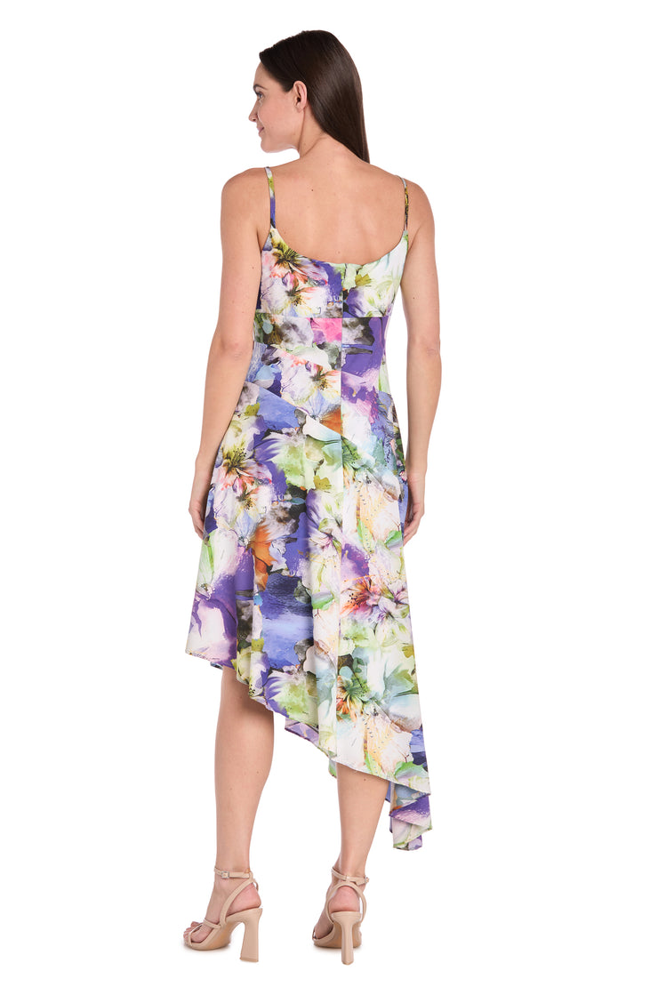 Asymmetrical Printed Midi Dress