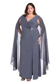 Chiffon Duster Cape Gown - Plus