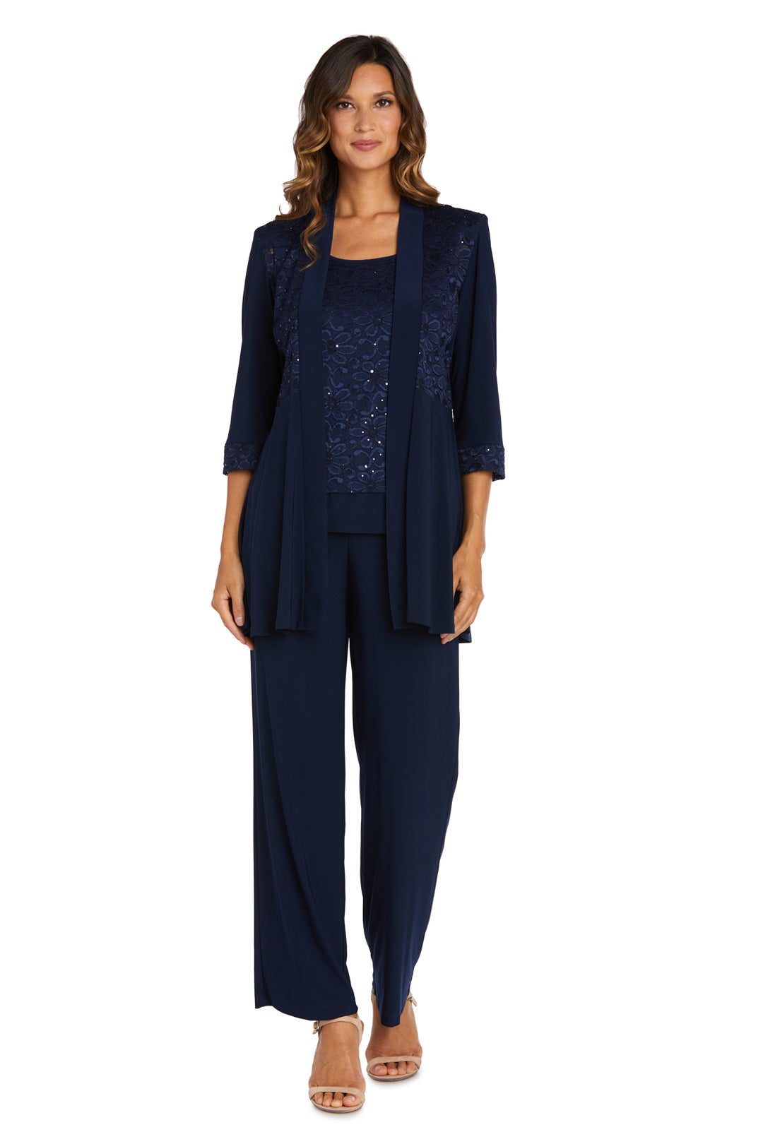 Lace and Sequin Pant Set with Matching Jacket – R&M Richards