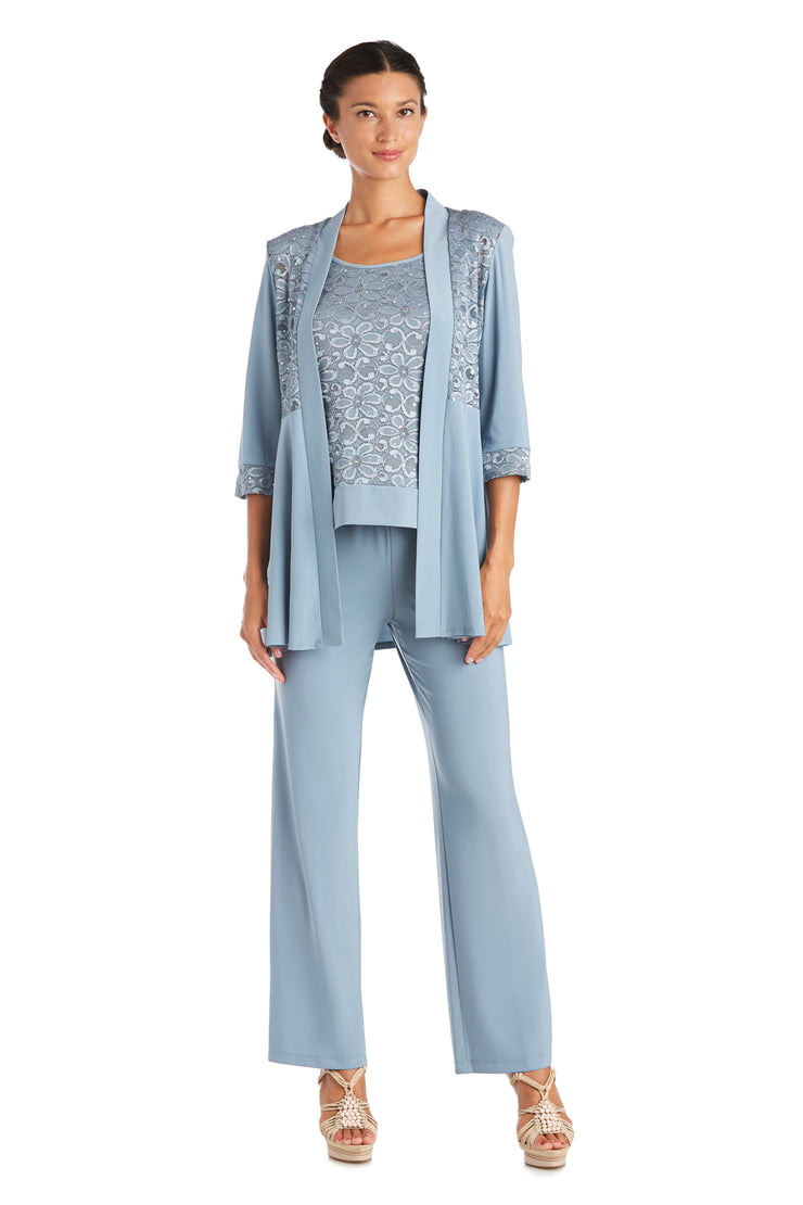 Lace and Sequin Pant Set with Matching Jacket