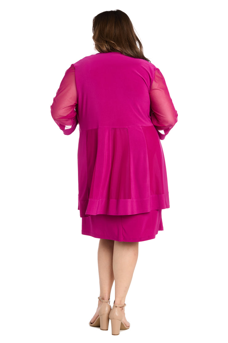 Jacket Dress With Beaded Neckline and Soft Jacket - Plus