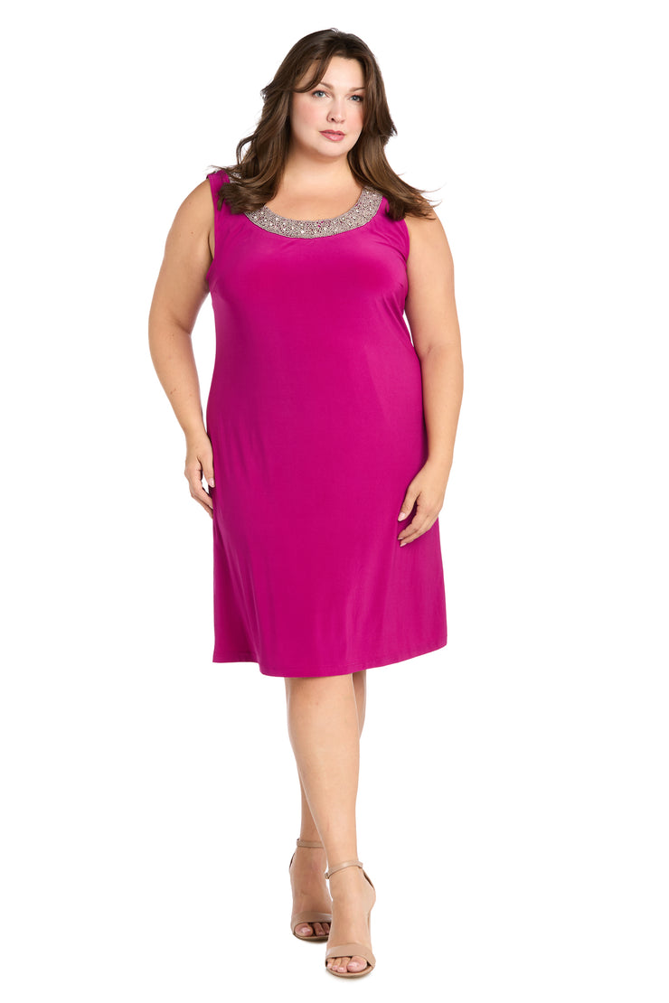 Jacket Dress With Beaded Neckline and Soft Jacket - Plus