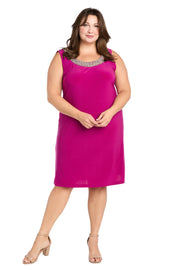 Jacket Dress With Beaded Neckline and Soft Jacket - Plus