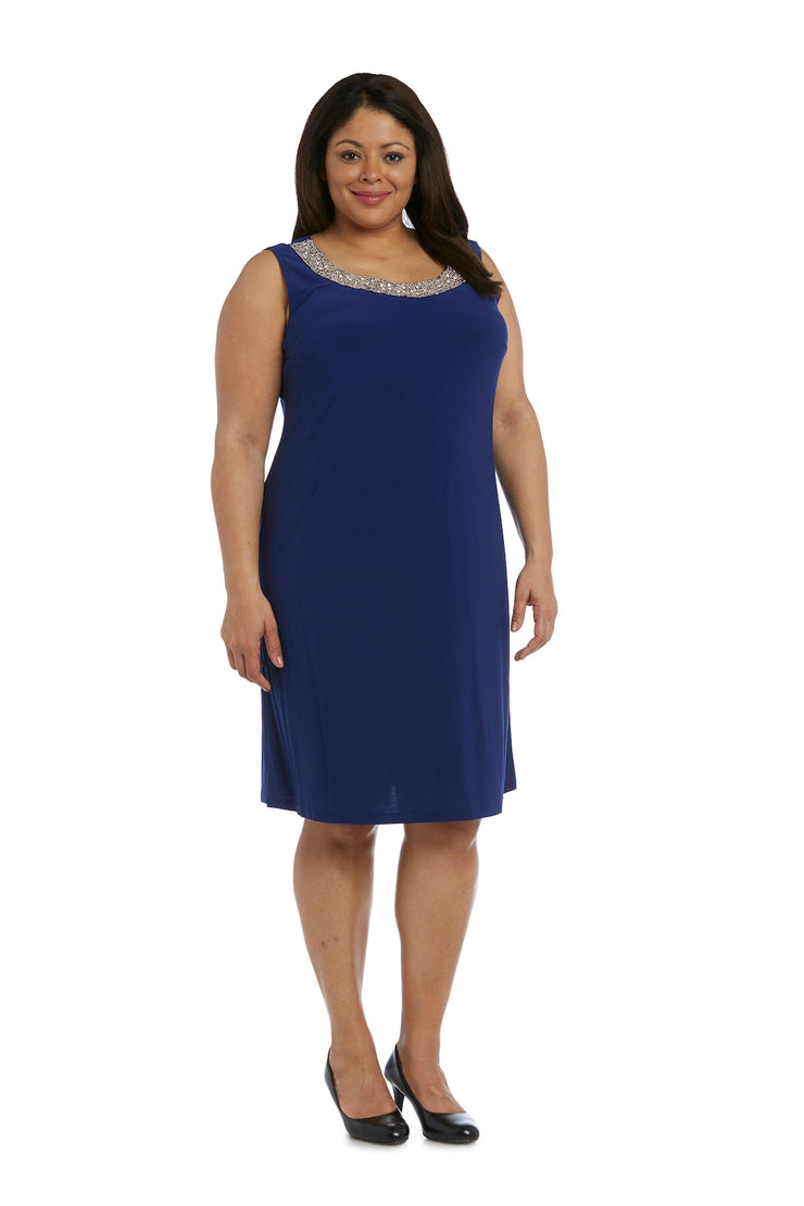Jacket Dress With Beaded Neckline and Soft Jacket - Plus