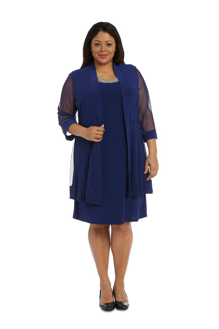 Jacket Dress With Beaded Neckline and Soft Jacket - Plus
