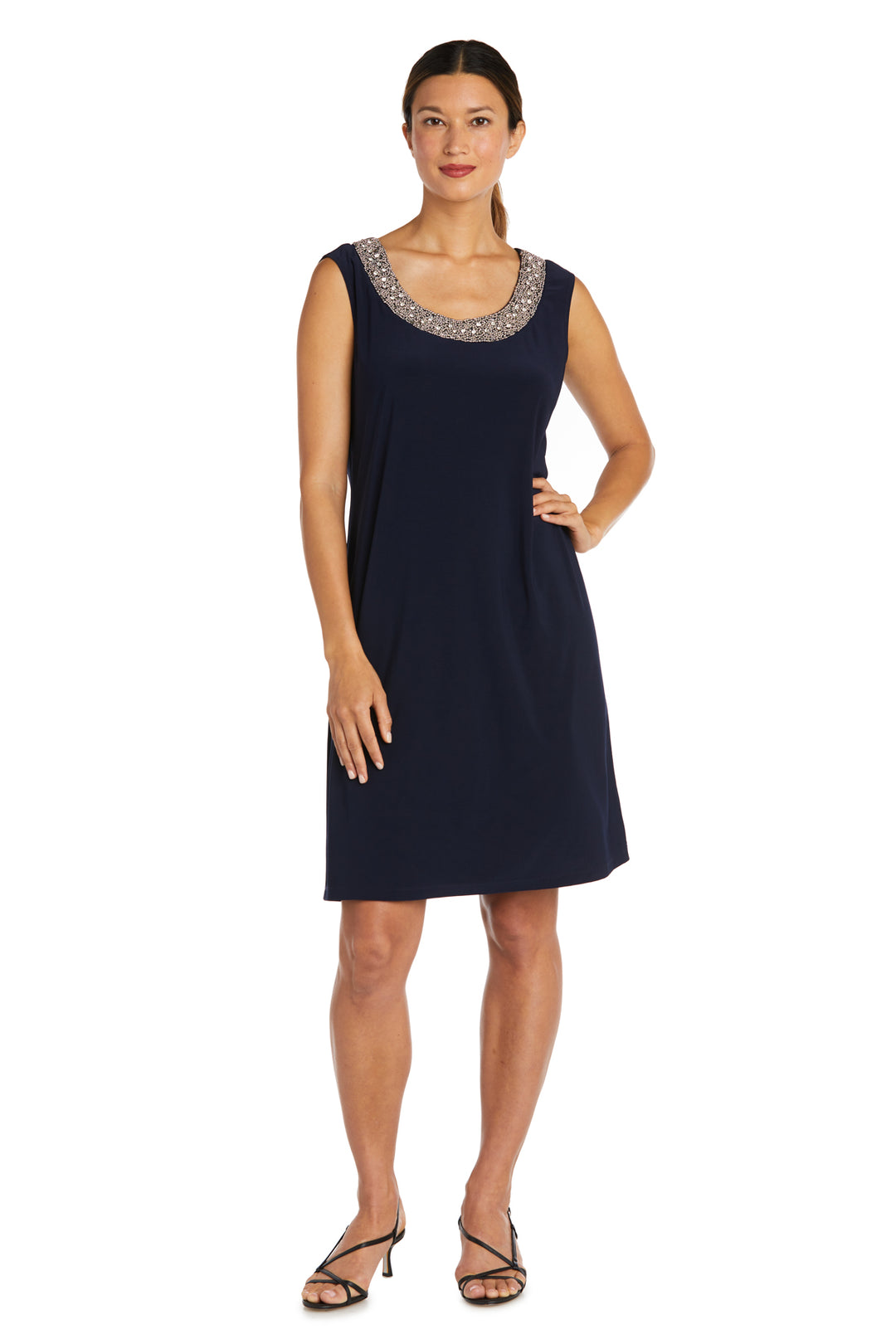 R & M Richards Embellished Dress and Illusion Duster Jacket - Navy - Size 18 R & M Richards Embellished Dress and Illusion Duster Jacket - Navy - Size 18