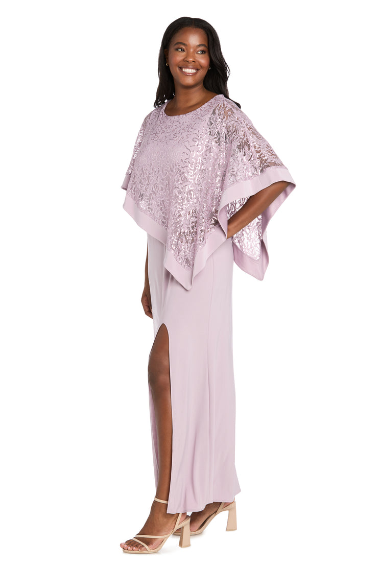 Sleeveless Maxi Dress Covered with a Sheer Lace Sequined Poncho