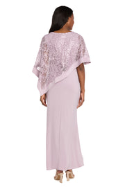 Sleeveless Maxi Dress Covered with a Sheer Lace Sequined Poncho