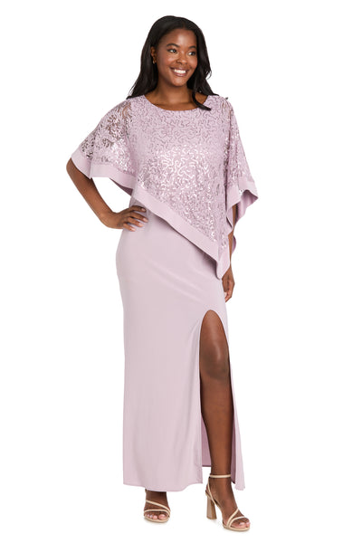 Sleeveless Maxi Dress Covered with a Sheer Lace Sequined Poncho