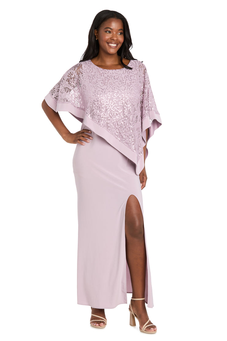Sleeveless Maxi Dress Covered with a Sheer Lace Sequined Poncho