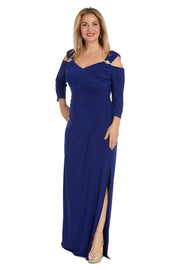 Column Evening Gown with Off the Shoulder Cutouts