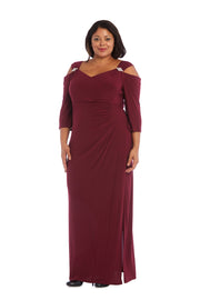 Column Evening Gown with Off the Shoulder Cutouts - Plus