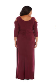 Column Evening Gown with Off the Shoulder Cutouts - Plus