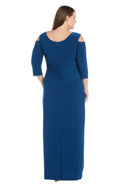 Column Evening Gown with Off the Shoulder Cutouts - Plus