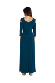 Column Evening Gown with Off the Shoulder Cutouts - Petite