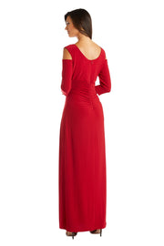 Column Evening Gown with Off the Shoulder Cutouts - Petite