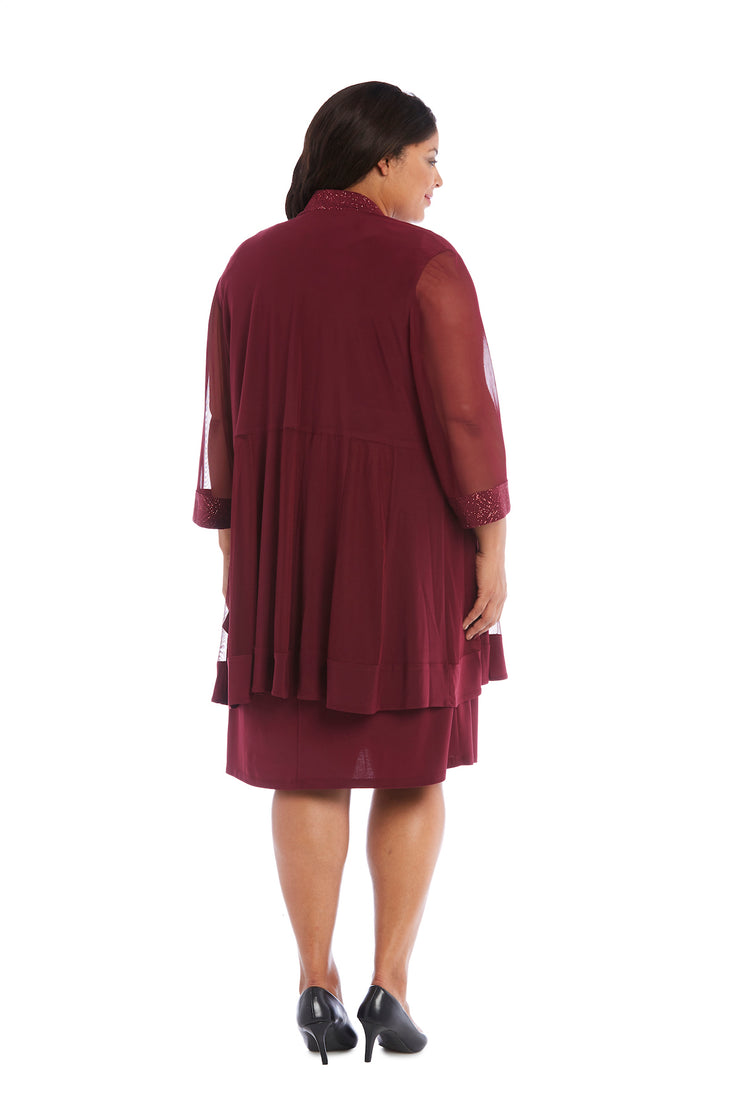 Shift Dress with Matching Jacket and Metallic Detailing - Plus